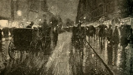 Uma noite chuvosa. - Rua iluminada pela eletricidade, 1882.