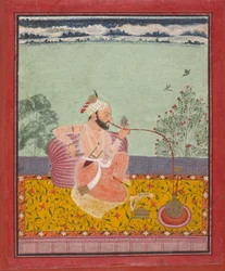Um Raja Fumando Narguilé, ca. 1690-1710.