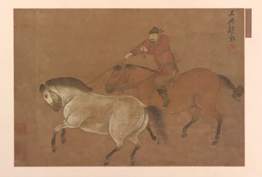 Um cavaleiro laçando um cavalo, dinastia Ming, 1369-1644.