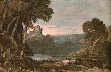 Uma cena do rio com vacas, c1900.