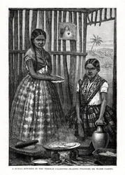 Uma cozinha rural nas Tierras Calientes, México, 1877