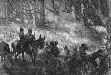Uma escaramuça na floresta, c1880