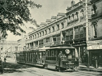 Um bonde de vapor de Sydney, 1901.