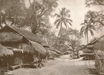 Uma cena típica da vila birmanesa, 1900.