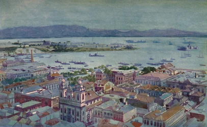A bit of Rio with the Ilha das Cobras and the Ilha Fiscal, 1914