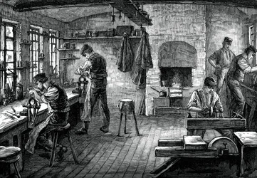 Uma loja de cutlers, c1880