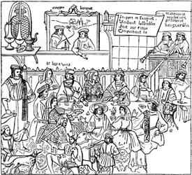 Um jantar, final do século XV, 1910