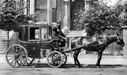 Uma carruagem puxada por cavalos, Londres, 1926-1927