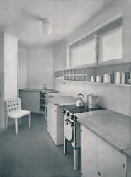 Uma cozinha projetada pelo professor Oswald Haerdtl, de Viena, 1935