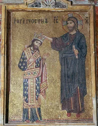 Um mosaico de Cristo coroando Roger II, século XII