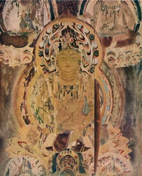 Uma pintura no pilar central do pagode no mosteiro de Daigoji, século XIII
