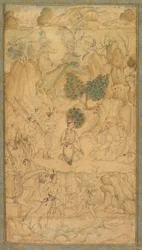 Um príncipe visitando um homem santo em uma paisagem rochosa, c. 1590