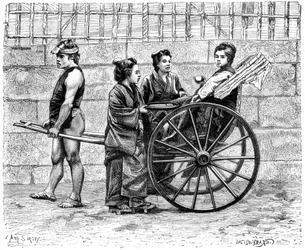 Um riquixá, Japão, 1895