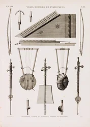 Uma série de ilustrações de instrumentos musicais