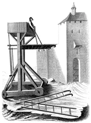 Uma plataforma de assalto ao cerco, século 1549