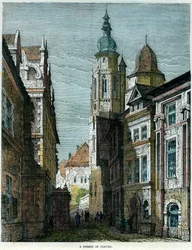 Uma rua em Coburg, Baviera, Alemanha, c1880