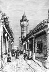 Uma rua no distrito Suk de Tunis, Tunísia, 1895