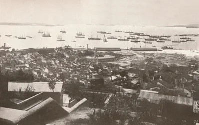 Uma visão dos novos cais no momento da construção, 1914