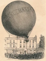Acidente com o balão de Nassau na London-Road, na quarta-feira, 1849.
