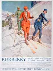 Anúncio do vestido de esportes de inverno da Burberry, 1927