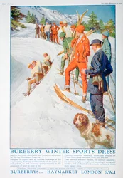 Anúncio para vestido de esportes de inverno Burberry, 1928