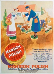 Anúncio para polimento de piso anti-séptico da mansão, 1933
