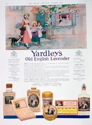Anúncio para a gama Yardleys Old English Lavender, 1923
