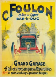 Anúncio para C Foulons Garage, Bar-le-Duc, França, c1900