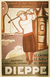 Anúncio para resort de golfe em Dieppe, década de 1920