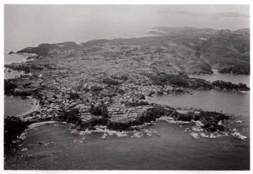 Vista aérea de Oginohama, Japão, de um Zeppelin, 1929 1933