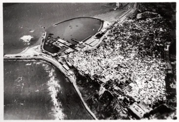 Vista aérea de Tânger, Marrocos, de um Zeppelin, 1930 1933