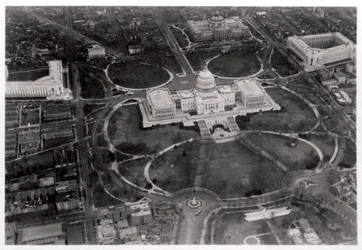 Vista aérea do Capitólio, Washington DC, EUA, de um Zeppelin, 1928 1933