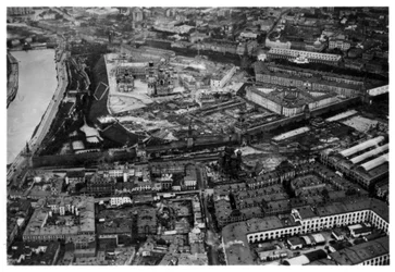 Vista aérea do Kremlin, Moscou, URSS, de um Zeppelin, 1930 1933