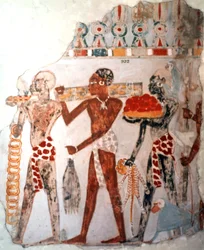 Africanos com ouro e outros itens, c1400 aC