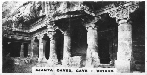 Cavernas de Ajanta, Vihara, Maharashtra, Índia, c1925