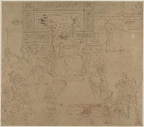 Álbum de temas taoístas e budistas: Kings of Hells: Leaf 34, 1200s.