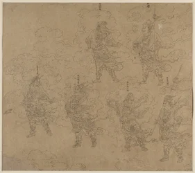 Álbum de temas taoístas e budistas: procissão de divindades taoístas: folha 14, 1200s.