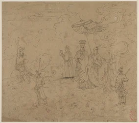 Álbum de temas taoístas e budistas: Procissão de divindades taoístas: folha 8, 1200s.