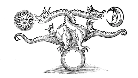 Símbolo alquímico que representa a transmutação de metal comum em prata e ouro, 1652