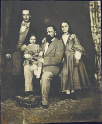 Alexander Herzen com seus filhos após a morte de sua esposa Natalie
