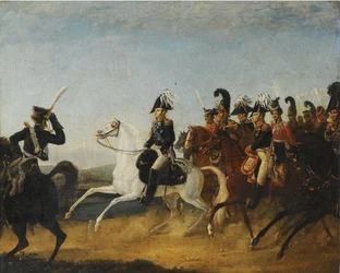 Alexandre I da Rússia, acompanhado por sua equipe