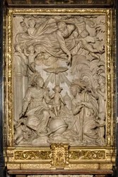 Altar de São José ou Altar da Sagrada Família, Alto Alívio, Giacomo Bertesi 1668, Catedral de Santa Maria Assunta, Catedral, Cremona, Lombardia, Itália (foto)