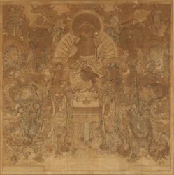 A assembléia do Buda Amitabha no Paraíso Ocidental, final do século XVIII e início do século XIX.