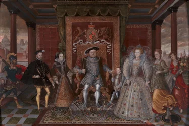 Uma Alegoria da Sucessão Tudor: A Família de Henrique VIII, ca. 1590.