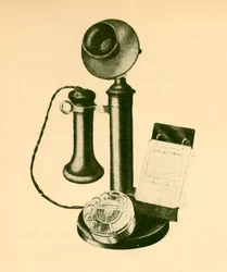 Um receptor de telefone automático, c1930.