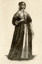 Uma dama inglesa vestida em casa, 1640, 1937.