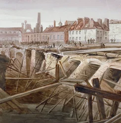 Um acidente perto de Coppice Row, Farringdon Street, City of London, 1862