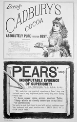 Uma página de publicidade em Yuletide, 1890.