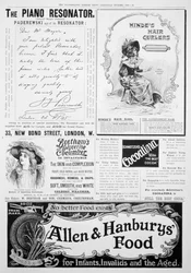 Uma página de publicidade no Illustrated London News, número de Natal, 1896