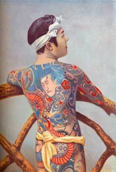 Um japonês elaboradamente tatuado, 1902